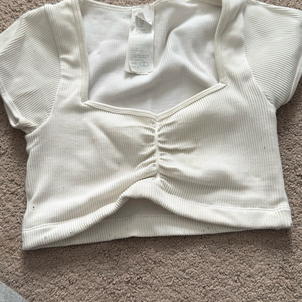 Gilly Hicks Cream Ribbed Blouse